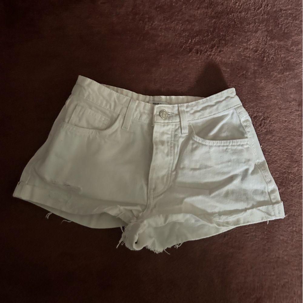 White High Rise jean shorts